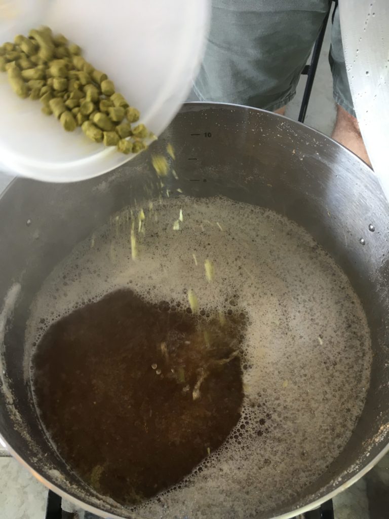 Pouring hops