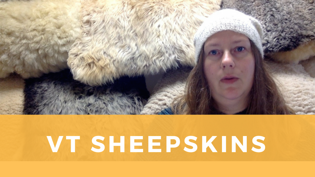 Photo of Sarah with sheepskins