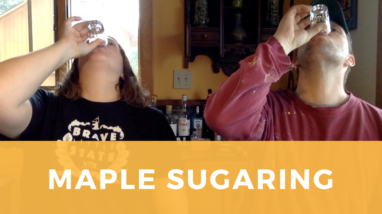 Two people drink maple syrup
